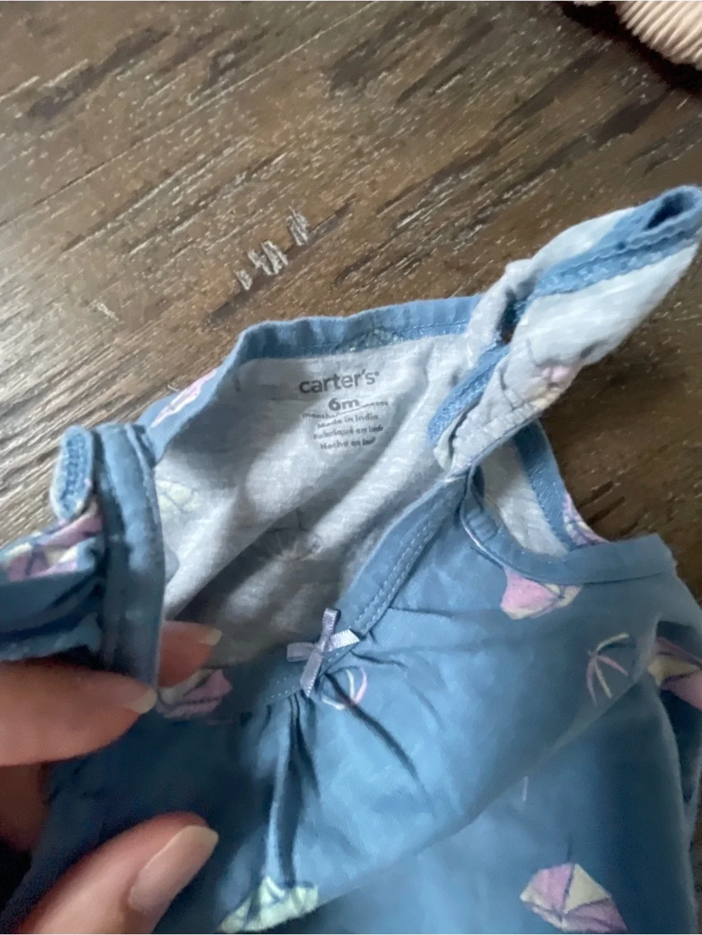 Carters Baby Girl Blue Umbrella Print Romper 6M
